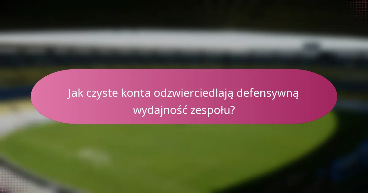Jak czyste konta odzwierciedlają defensywną wydajność zespołu?
