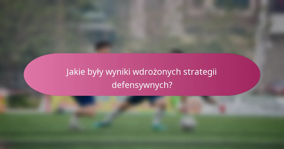 Jakie były wyniki wdrożonych strategii defensywnych?